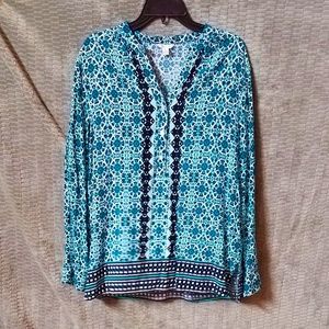 Like new blue patterned tunic from Cato